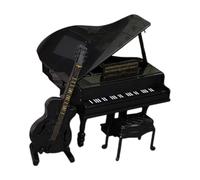 Piano Model - Simulation Musical Instrument | Exquisite Piano With Stool | Educational Toy For Kids | Miniature House Decoration | Birthday, Children’s Day, Easter Gift Ornaments For C