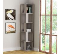 Decortie Piano Modern Corner Bookcase Tall Display Unit Mocha Grey 158.9Cm