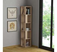 Decortie Piano Modern Corner Bookcase Tall Display Unit Oak 158.9Cm