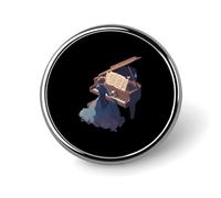 Piano Music Musician with Butterflies Round Badge Button Pins Custom Brooches Lapel Pins for Women Men Clothing Decoration