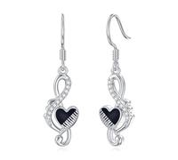 Piano Music Note Earrings Sterling Silver Piano Dangle Earrings Piano Music Note Jewelry For Women