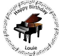 Piano Music Note Icing Circle Round Edible Cake Topper 10 inch (Icing)