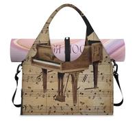 Piano Music Note Theme Sports Duffel Bag for Women Men Weekend Overnight Bag with Shoe Compartment Shoulder Tote Luggage Bag for Yoga Gym Travel