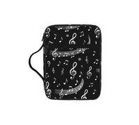 Piano Music Notes Bible Cover Case with Handle, Water-Resistant Oxford Fabric Bible Bag Organizer with Zipper Pockets for Church
