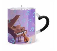 Piano Music Notes Color Changing Mug 11 Oz Heat Sensitive Ceramic Coffee Mug Novelty Magic Cup Heat Activated Cup for Office Home Use, Unique Gift Idea for Coffee Tea Drinkers