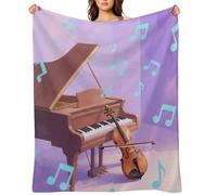 Piano Music Notes Flannel Fleece Throw Blanket Soft Cozy Throws for Couch Sofa Bed Farmhouse Blanket Comfort Decorative Travel Blankets Lightweight All Season 50"x60"