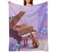 Piano Music Notes Flannel Fleece Throw Blanket Soft Cozy Throws for Couch Sofa Bed Farmhouse Blanket Comfort Decorative Travel Blankets Lightweight All Season 40"x50"