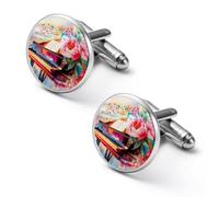 Piano Music Notes Mens Cufflinks Metal Shirt Cuff Links Tuxedo Studs Accessories for Business Wedding