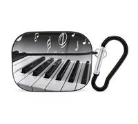 Piano Music Symbol AirPods Pro 2 Case Cover, Shockproof Hard Shell Protective Case for Women Men, Compatible with Airpod Pro Case 2nd/1st Generation with Keychain-Black