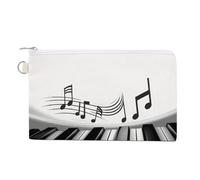Piano Music Symbol Coin Purses with Zipper, Personalized Zero Wallet for Shopping, Small Makeup Pouches Bag for Travel, Card Organizer Case, Portable Canvas Change Purses