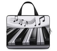 Piano Music Symbol Laptop Sleeve Ultra-Thin, Lightweight & Waterproof 12inch Laptop Bags, Durable Neoprene Material, Portable Protective Computer Bag with Hand Strap