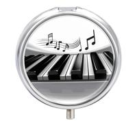 Piano Music Symbol Pill Box Medicine Pill Organizer 3 Compartment Daily Pill Case Small Pill Container Round Pill Holder Travel Pill Box Metal Pill Case for Purse Pocket