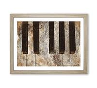 Piano No.3 Vintage Framed Wall Art Print, Ready to Hang Picture for Living Room Bedroom Home Office Décor, Oak A4 (34 x 25 cm)