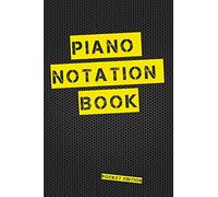 Piano Notation Book Pocket Edition: Blank piano manuscript paper, Pocket Notebook featuring four double notation staves per page with treble and bass clefs, 6 x 9, Durable Cover, Perfect Binding