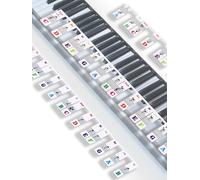 Piano Note Labels, Silicone Keyboard Stickers for Beginners Kids 88-Key Full Size, Multi-Color Big Bold Letters Reusable Music Notes Strips