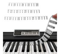 Piano Notes Guide for Beginner, Removable Piano Keyboard Note Labels for Learning, Reusable Silicone Piano Key Labels for 88-Key Full-Size Keyboards, Easy Learning for Kids & Adults (Black)