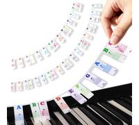 Piano Notes Overlay 61 Keyboard Strip, Azymi Removable Piano Key Labels 61 Key for Beginner, Multi-Color Large Letters Silicone Music Guide for Kids Lean to Play