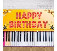 Piano Photography Backdrop Musical Note Keys Black And Gold Background For Baby Shower Happy Birthday Party Portrait Shooting 350x240CM