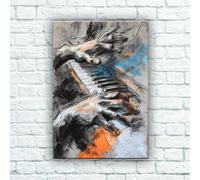 Piano Player Dynamic Charcoal and Pastel Art - Framed Print or Framed Canvas (A4 Unframed Print)
