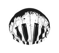 Piano Print Shower Cap,Elastic And Reusable Bath Hair Hat For Long Hair,Large Waterproof Shower Bonnet,For Women Men Kids