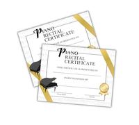 Piano Recital Certificate of Achievement Award | 50 pk 8.5x11” Recital Completion for Student Music Lessons Bulk Merit Blank Paper Orchestra Recognition Instrument