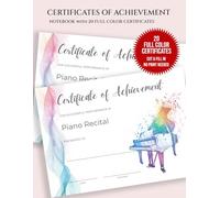 Piano Recital Certificates for Music Students: Certificate of Achievement for Piano Recital | Notebook with 20 Certificate Paper Awards | Modern Gradient Color Design
