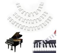 Piano Sheet Music Topper, Piano Accessories, Keyboard Sheet Music Sticker for Beginners, 88/61 Keys, White with Black Lettering Labels, Reusable, Without Stickers, Learning Aid for Children and Adults