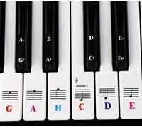 Piano Sticker for Keyboards with 61 Keys - Transparent and Removable: (German musical notation)