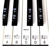 Piano Stickers for 49/61 key keyboard, Transparent, Laminated, Ultra Thin to the touch, Removable. Stickers for the black and white keys. Made in the UK. PSBW 61.