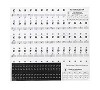 Piano Stickers Music Sheet Keyboard Transparent Durable Adhesive PVC Black White Numbers Notes for Children Beginners Learning Practice 227x246mm