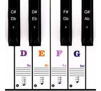 Piano Stickers, Piano Keyboard Stickers for 88/61/54/49/37 Keys, Transparent Removable Piano Keyboard Note Labels for White and Black Keys, for Begin