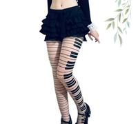 Piano Tights, Whimsy Clothes Y2k Aesthetic, Black White Thigh High Stocking Ultra Thin Transparent Pantyhose (Black White)