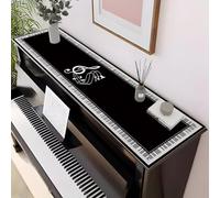 Piano Top Runner Cloth PU Leather Black, Lightweight Musical Instruments Dust-Proof Covers, Waterproof and Easy to Clean Dresser Runners for Bedroom Furniture(Style-1,14x40in)