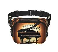 Piano Violin and Music Notes Print Square Waist Purse Double Layer Fanny BagTrendy Travel Waist Bag for Men and Women, Black, One Size, Black, One Size