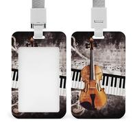 Piano Violin Id Badge Holder Vertical Id Card Holder with Lanyard Breakaway Hard Heavy Duty Name Tags Badge Holders Waterproof Work Card Holders Protector for Nurse Officer Teacher Security Staff