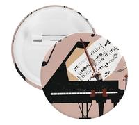 Piano Violin Music Notes Badge Metal Round Pins, Lightweight Brooch for Backpack, Fashion Button Pins Badge for Shirts, Jackets, Shawl Coat, Unisex, 20pcs, Tinplate, metal round pins