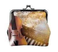 Piano Violin Music Notes Coin Purse Small Wallet for Women Vintage PU Leather Change Purse, Kiss Lock Coin Pouch ID Credit Cards Holder Cash Coin Holder Case, Car Change Holder