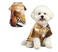 Piano Violin Music Notes Dog Shirts Hawaii Dog Clothes Cool Breathable Pet Summer Polo T-Shirts for Hot Days