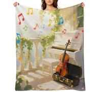 Piano Violin Music Notes Flannel Fleece Throw Blanket Soft Cozy Throws for Couch Sofa Bed Farmhouse Blanket Comfort Decorative Travel Blankets Lightweight All Season 30"x40"