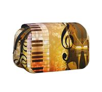 Piano Violin Music Notes Flip-Top Double-Layer Pencil Case,Large Capacity (Holds 50 Pens/Pencis),Full-Print Durable Polyester School Office Supplies