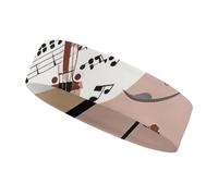 Piano Violin Music Notes Headbands for Women & Men Sports Headband, Fits All Head Sizes, Ultra Absorbent & Non-Slip Sweatband for Running, Yoga, Gym