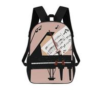 Piano Violin Music Notes Large Laptop Backpack for Travel, 17 Inch Daypack