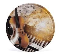 Piano Violin Music Notes Metal Iron Signs Retro Circular Metal Painting Modern Iron Sign Poster Hanging Vintage Print Picture Fashion Plate Wall Decor Wall Art for Home