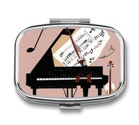 Piano Violin Music Notes Pill Box, 2 Compartment Medicine Pill Case, Portable Pill Organizer for Pocket Or Purse Decorative Metal Medicine Vitamin Organizer
