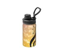 Piano Violin Music Notes Print 12 Oz Insulated Double Walled Stainless Steel Metal Water Bottle for Cold Hot Drink