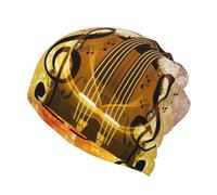 Piano Violin Music Notes Print Multifunction Beanie Hat Soft Stretch Cap,Head Wrap Fashion Scarf for Men Women, Motorcycling, Hiking,Yoga Black