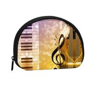 Piano Violin Music Notes Print Portable Mini Storage Bag Shell Shaped Wallet Small Coin Wallet Shell Storage Bag