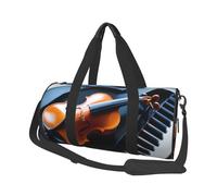 Piano Violin Music Notes Print Sports Duffel Bag 25l - Round Travel Holdall Duffle Bags for Men & Women - for Gym, Hiking, Yoga, Swimming 45 X 23 X 23 Cm