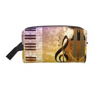 Piano Violin Music Notes Print Travel Toiletry Bag, Spacious Capacity Cosmetic Bag for Women Toiletry Bag for Men