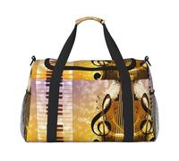 Piano Violin Music Notes Print Womens Sports Bags Travel Bag - Gym Tote Bag with Compartment,Duffel Bags for Men,Ladies Holdall,Carry On Weekend Travel Handbags for Women
